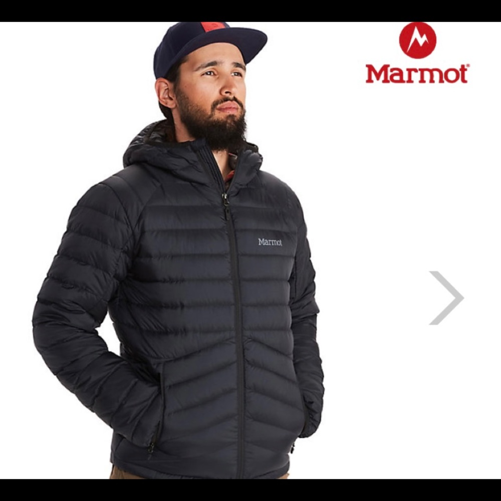 Marmot men's 700 fill down hooddy size M color black
